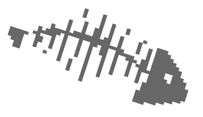 Fishbones in a pixelated style.