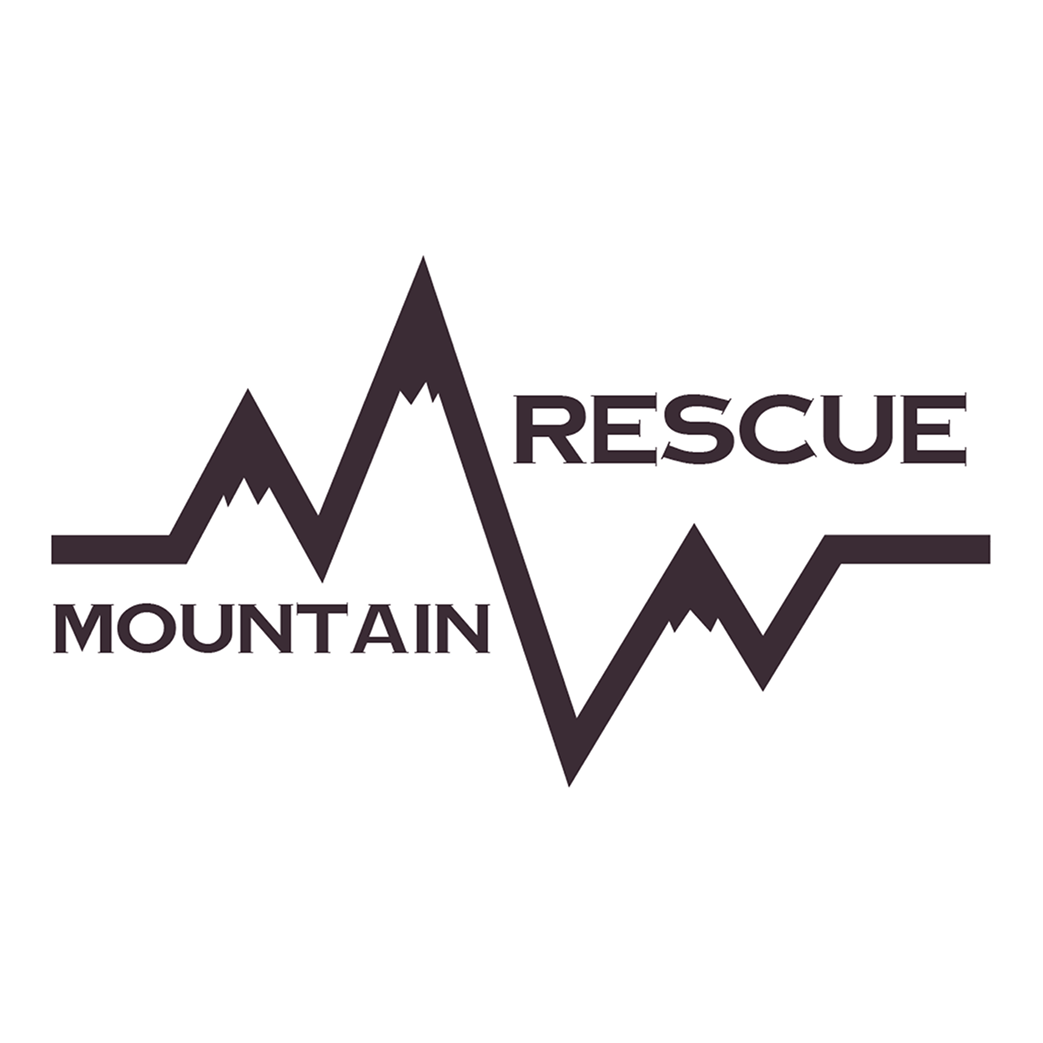 Logo featuring a heartbeat line and the words 'Mountain Rescue'.