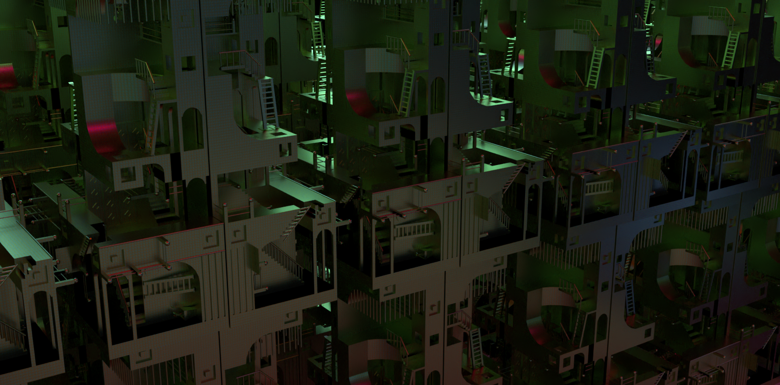 3D environment of M.C Escher's 'Relativity' inspired architecture.