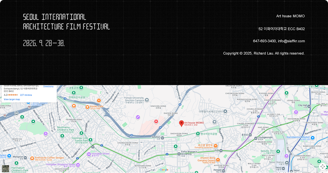 SIAFF Festival footer with event details and location map.